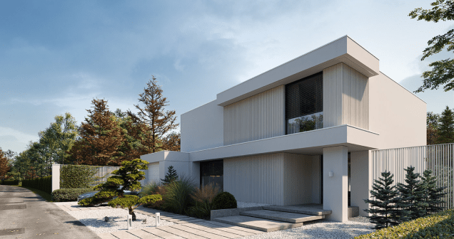 A modern house with garden