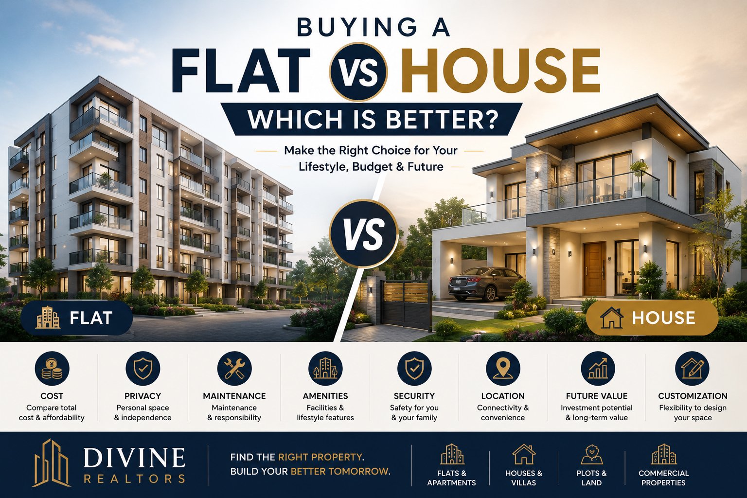 Flat vs house comparison for first-time home buyers