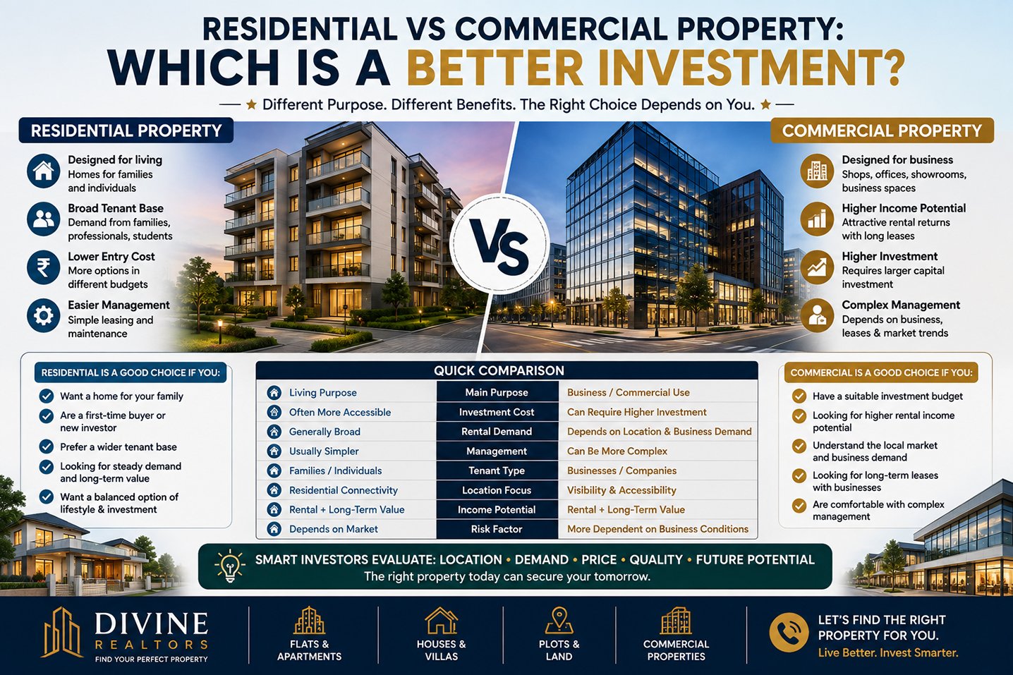 Residential vs commercial property investment comparison